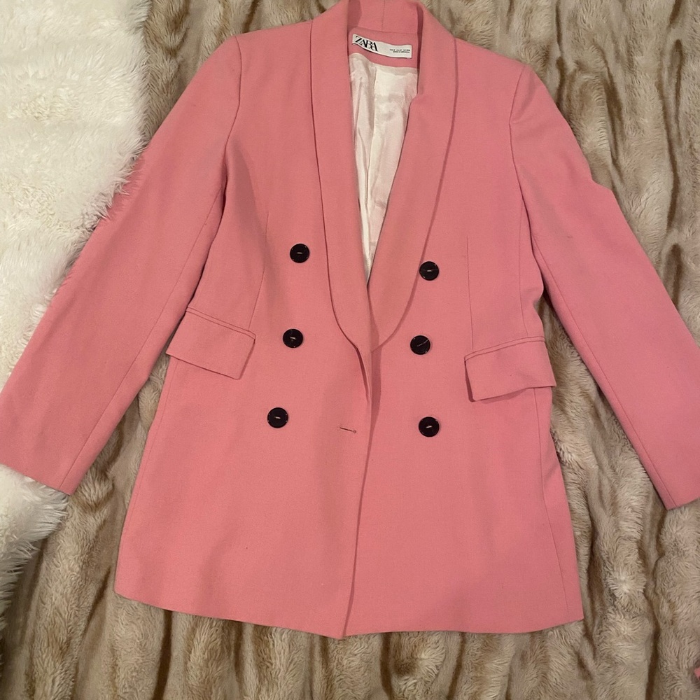 Women's Pink Double-Breasted Blazer